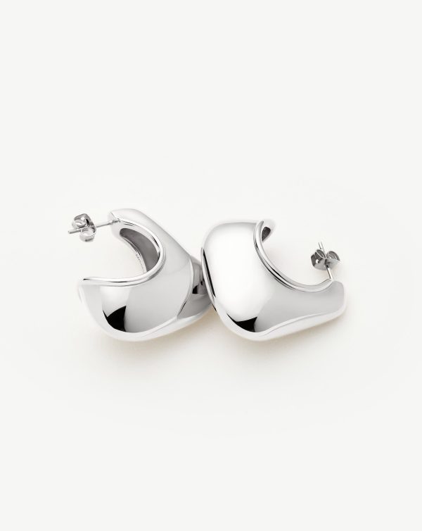 Hera Dome Large Hoop Earrings | Silver Plated - 图片 4