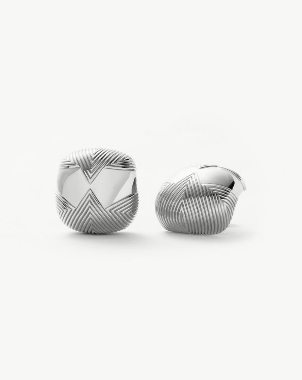 Hera Oversized Dome Ridge Stud Earrings | Silver Plated