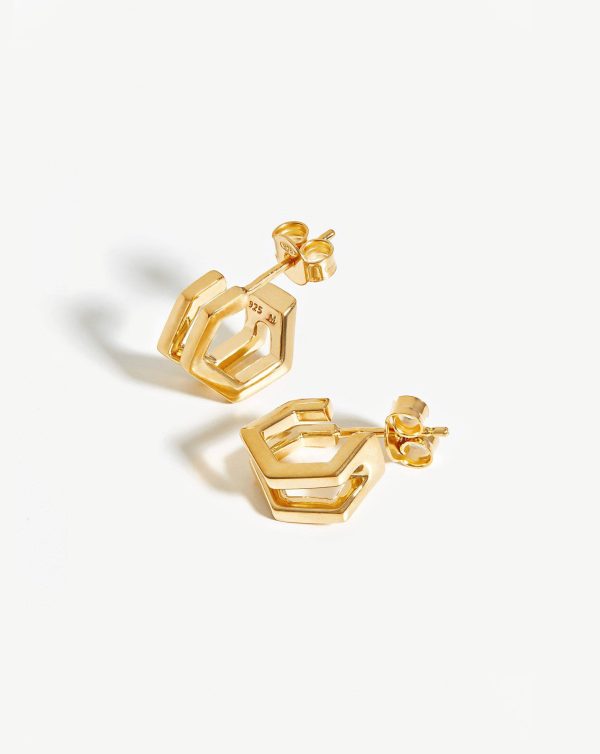 Hex Double Huggies | 18ct Gold Vermeil