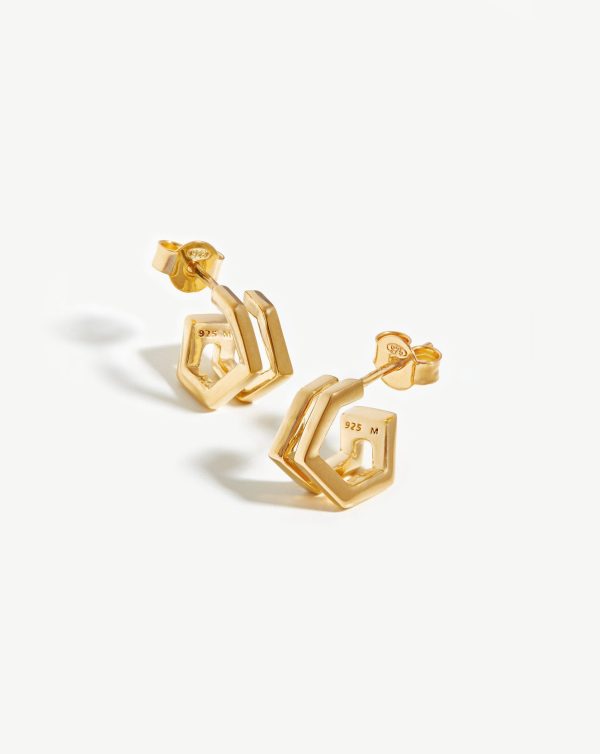 Hex Double Huggies | 18ct Gold Vermeil - 图片 4