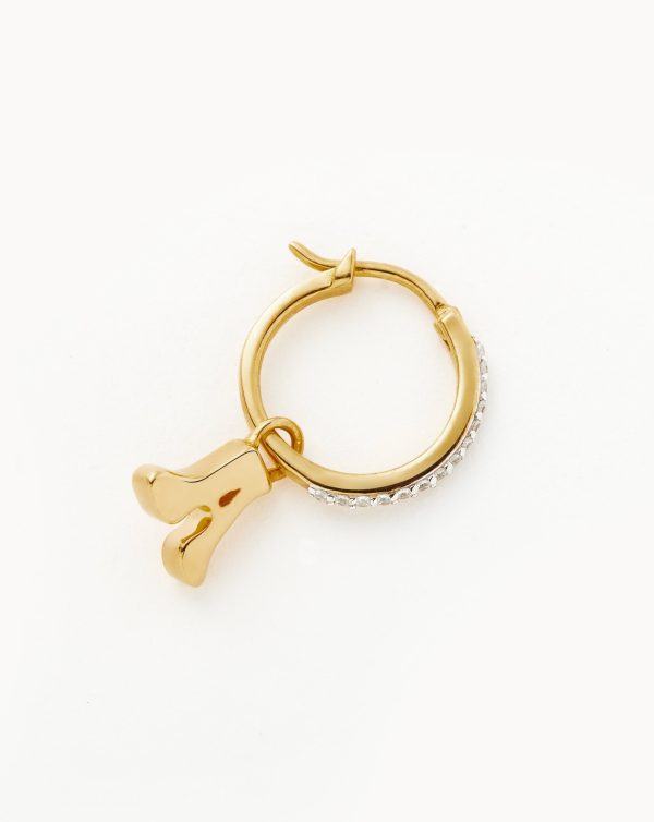 Initial Single Charm Hoop Earring - Initial A | 18ct Gold Vermeil - 图片 4