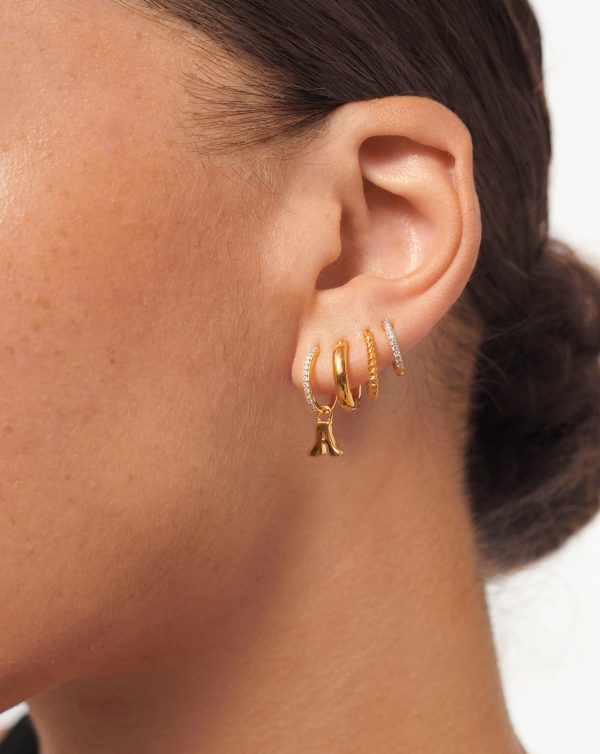 Initial Single Charm Hoop Earring - Initial A | 18ct Gold Vermeil - 图片 2