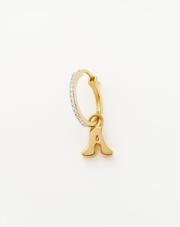 Initial Single Charm Hoop Earring - Initial A | 18ct Gold Vermeil