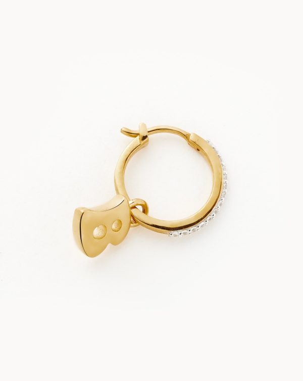 Initial Single Charm Hoop Earring - Initial B | 18ct Gold Vermeil - 图片 2