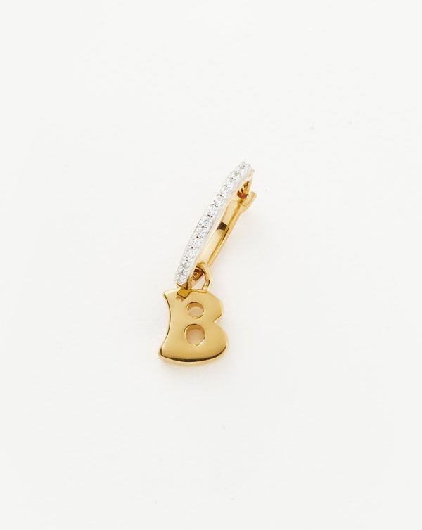 Initial Single Charm Hoop Earring - Initial B | 18ct Gold Vermeil