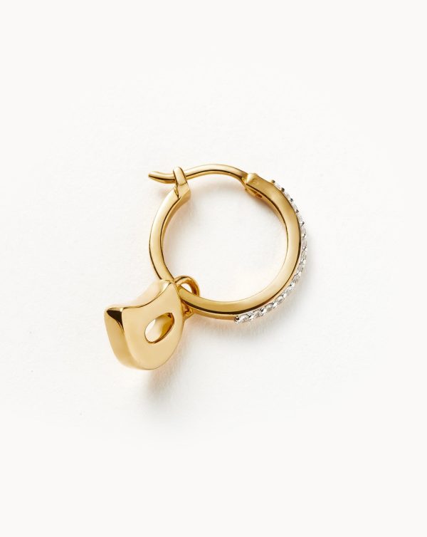 Initial Single Charm Hoop Earring - Initial D | 18ct Gold Vermeil - 图片 2