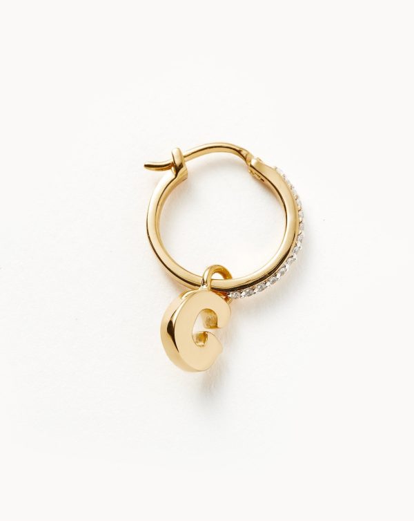 Initial Single Charm Hoop Earring - Initial G | 18ct Gold Vermeil - 图片 2