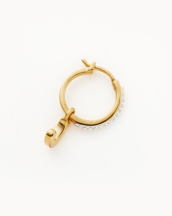 Initial Single Charm Hoop Earring - Initial J | 18ct Gold Vermeil - 图片 3