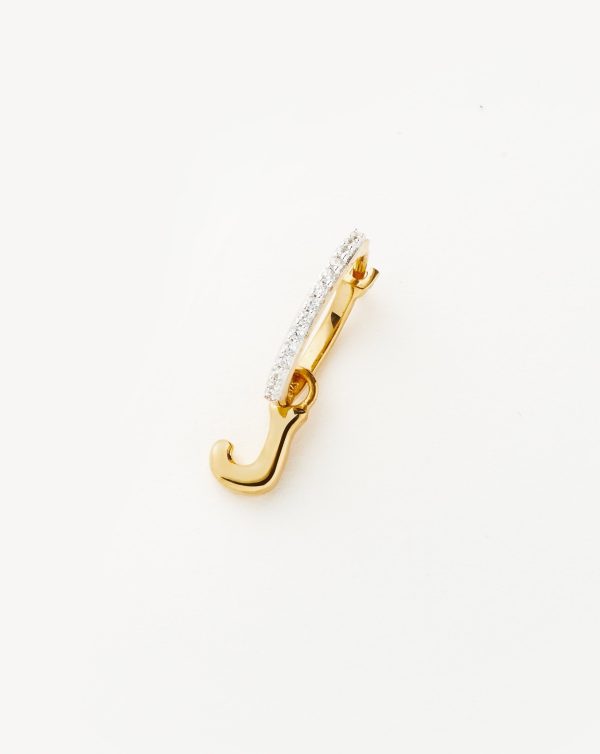 Initial Single Charm Hoop Earring - Initial J | 18ct Gold Vermeil