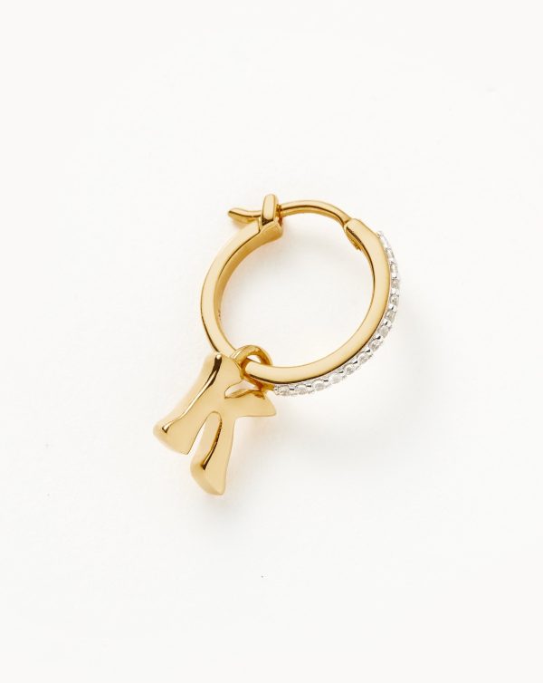 Initial Single Charm Hoop Earring - Initial K | 18ct Gold Vermeil - 图片 2