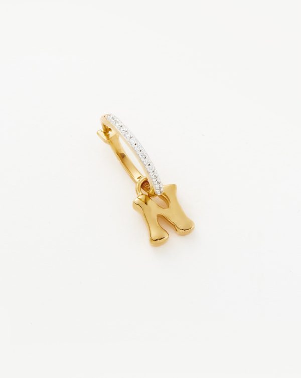 Initial Single Charm Hoop Earring - Initial N | 18ct Gold Vermeil