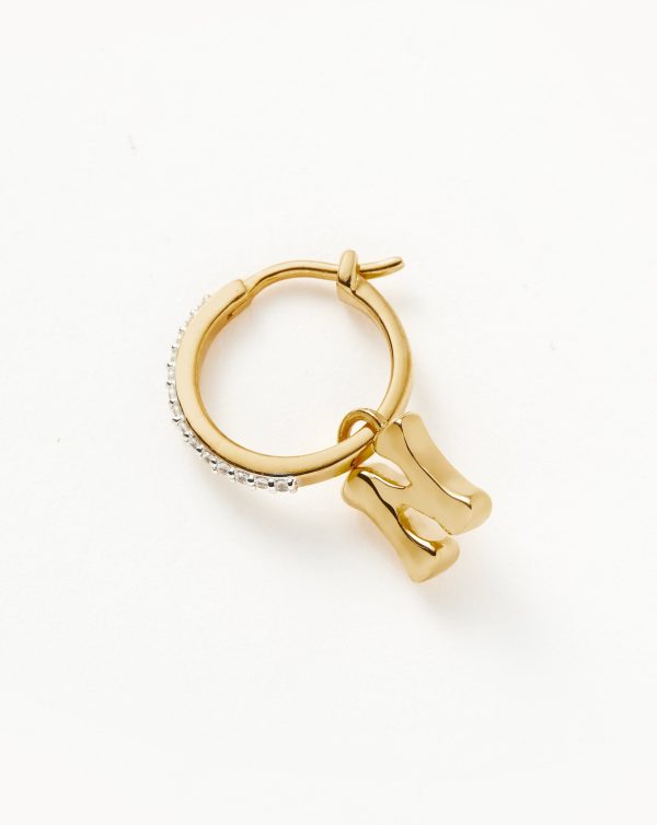 Initial Single Charm Hoop Earring - Initial N | 18ct Gold Vermeil - 图片 2