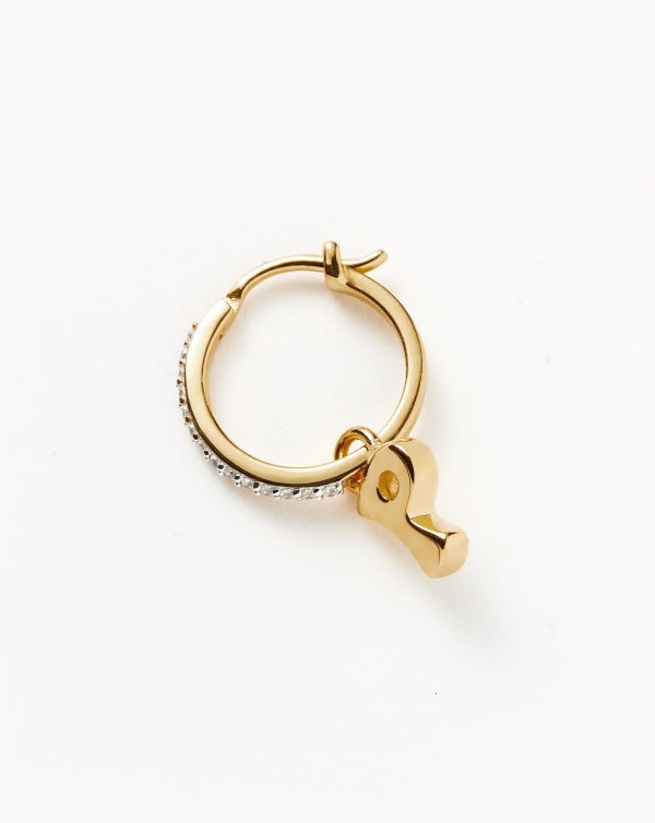 Initial Single Charm Hoop Earring - Initial P | 18ct Gold Vermeil - 图片 2