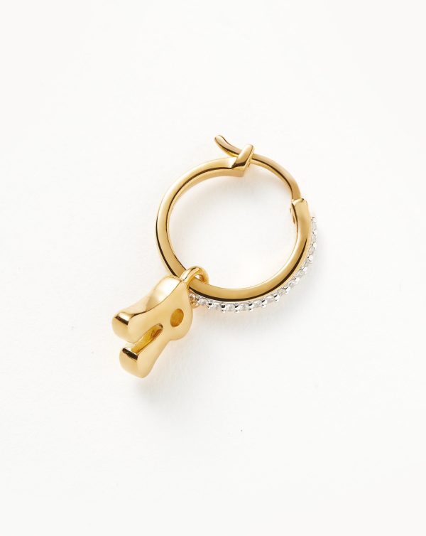 Initial Single Charm Hoop Earring - Initial R | 18ct Gold Vermeil - 图片 4