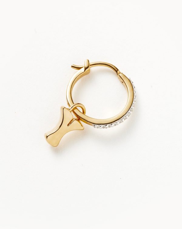 Initial Single Charm Hoop Earring - Initial Y | 18ct Gold Vermeil - 图片 2