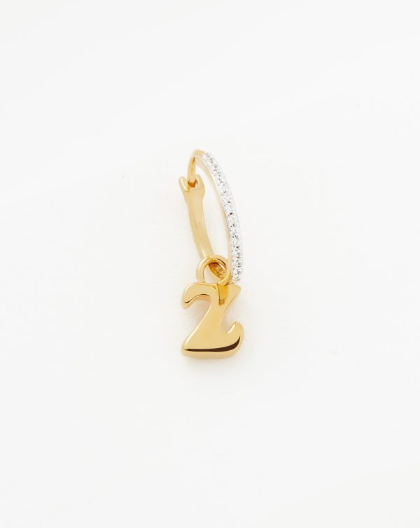 Initial Single Charm Hoop Earring - Initial Z | 18ct Gold Vermeil