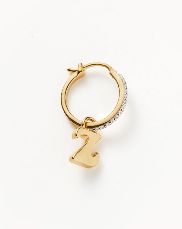 Initial Single Charm Hoop Earring - Initial Z | 18ct Gold Vermeil - 图片 2