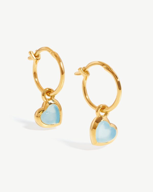 Jelly Heart Gemstone Charm Hoop Earrings - 图片 4