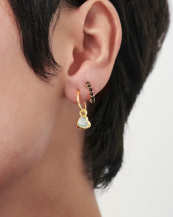 Jelly Heart Gemstone Charm Hoop Earrings - 图片 2