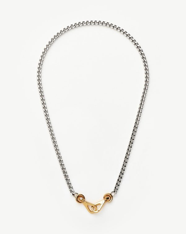 Kinetic Chunky Chain Necklace | Mixed Metal Cubic Zirconia - 图片 4