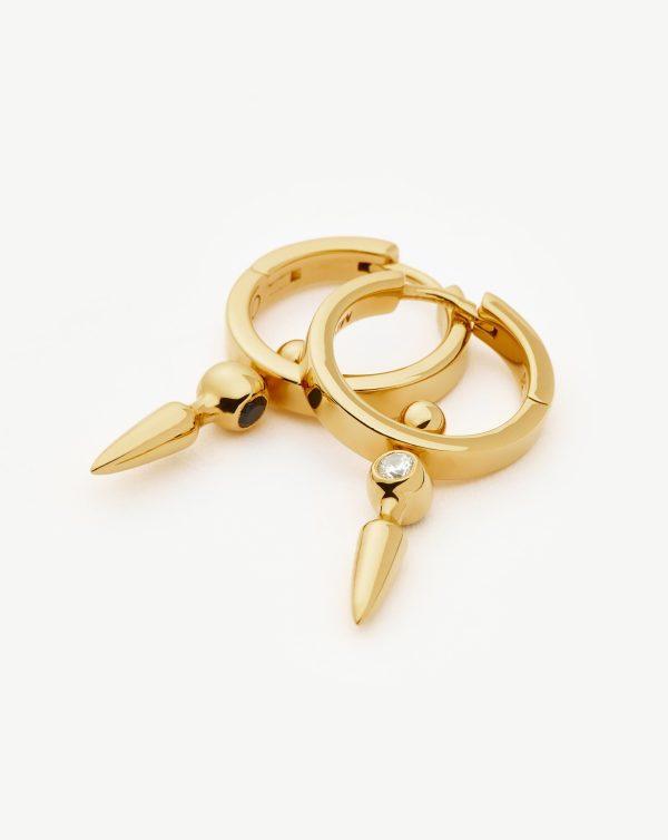 Kinetic Duality Spike Charm Hoop Earrings | 18ct Gold Vermeil Cubic Zirconia - 图片 5