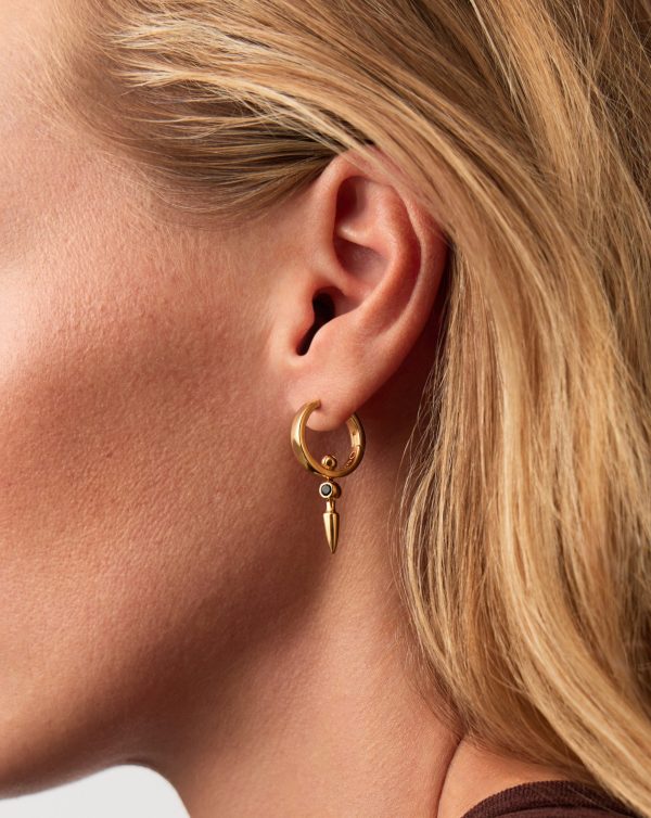 Kinetic Duality Spike Charm Hoop Earrings | 18ct Gold Vermeil Cubic Zirconia - 图片 6