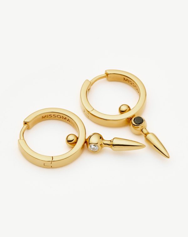 Kinetic Duality Spike Charm Hoop Earrings | 18ct Gold Vermeil Cubic Zirconia - 图片 4