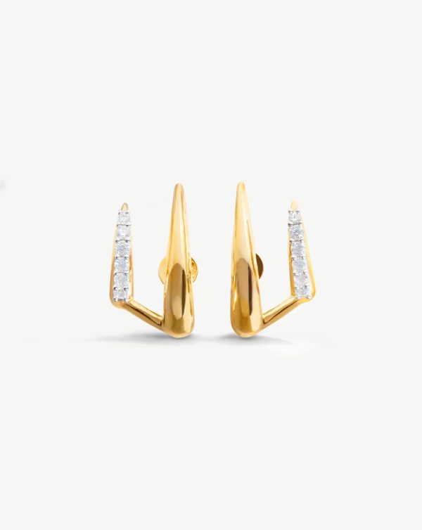 Large Claw Pave Double Stud Earrings