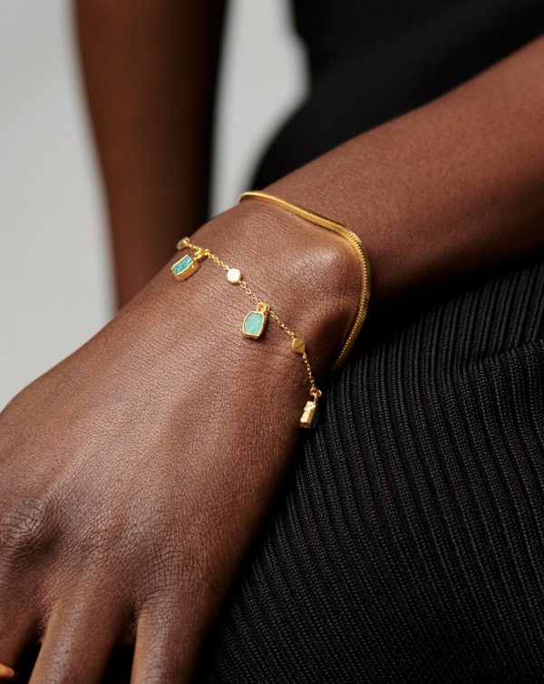 Lena Charm Bracelet | 18ct Gold Plated/Amazonite - 图片 3