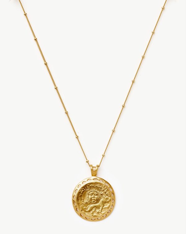 Lucy Williams Engravable Rising Sun Medallion Coin Necklace | 18ct Gold Vermeil