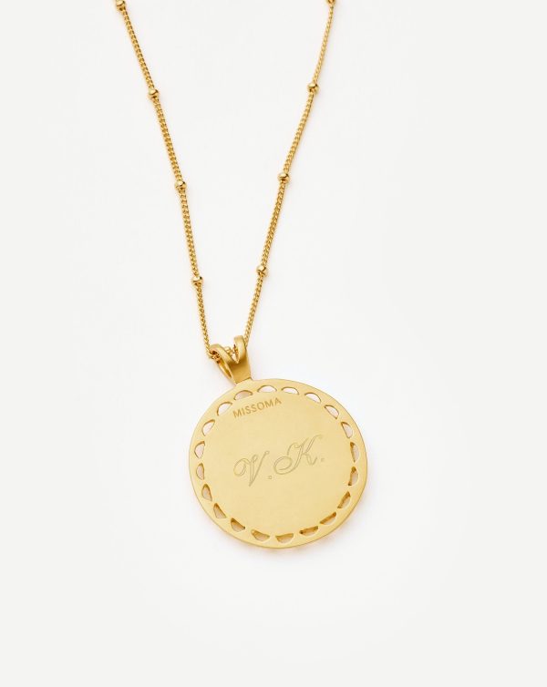 Lucy Williams Engravable Rising Sun Medallion Coin Necklace | 18ct Gold Vermeil - 图片 4