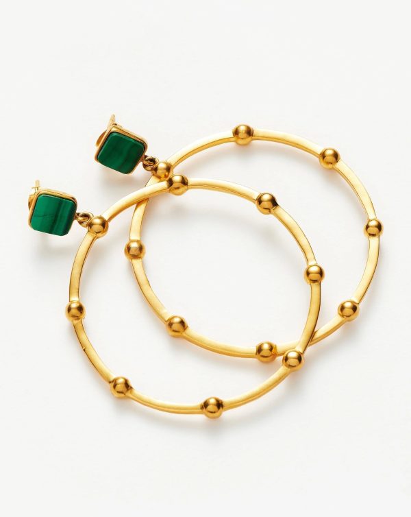 Lucy Williams Malachite Hoop Earrings | 18ct Gold Plated/Malachite - 图片 4