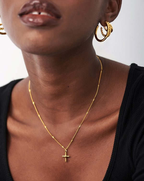 Lucy Williams Ridge Cross Necklace | 18ct Gold Vermeil - 图片 3