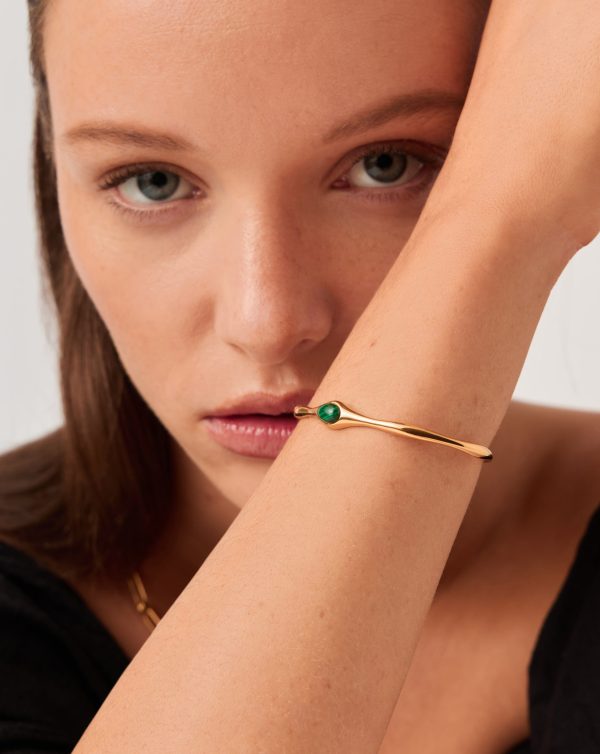 Magma Gemstone Cuff Bracelet | 18ct Recycled Gold Plating On Brass - 图片 2