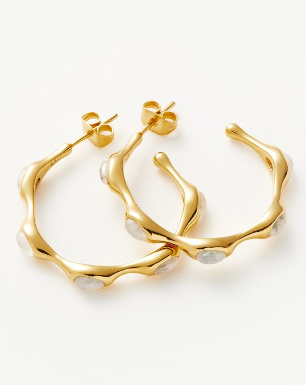 Magma Gemstone Medium Hoop Earrings | 18ct Recycled Gold Plated on Recycled Sterling Silver - 图片 4