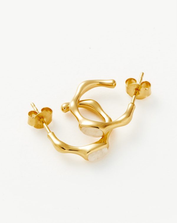 Magma Gemstone Small Hoop Earrings | 18ct Recycled Gold Vermeil on Recycled Sterling Silver - 图片 4