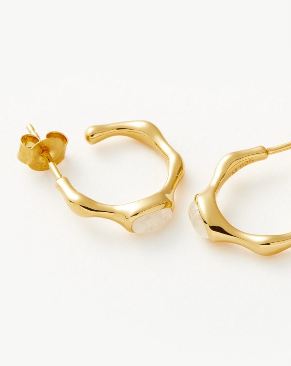 Magma Gemstone Small Hoop Earrings | 18ct Recycled Gold Vermeil on Recycled Sterling Silver - 图片 5