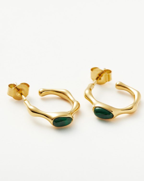 Magma Gemstone Small Hoop Earrings | 18ct Recycled Gold Vermeil on Recycled Sterling Silver - 图片 4