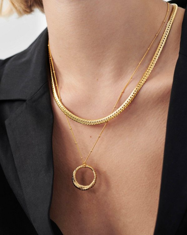 Marina Double Rope Round Pendant Necklace - 图片 2