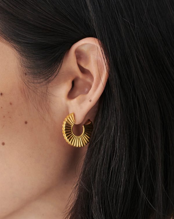 Medium Flat Frill Hoop Earrings - 图片 2