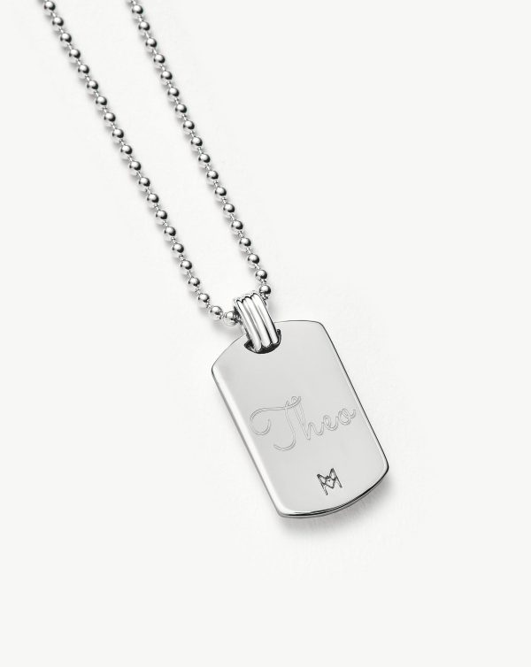 Mens Engravable Tag Pendant Necklace | Sterling Silver - 图片 4