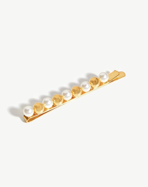 Mini Sphere Beaded Hair Clip | 18ct Gold Plated/Faux Pearl