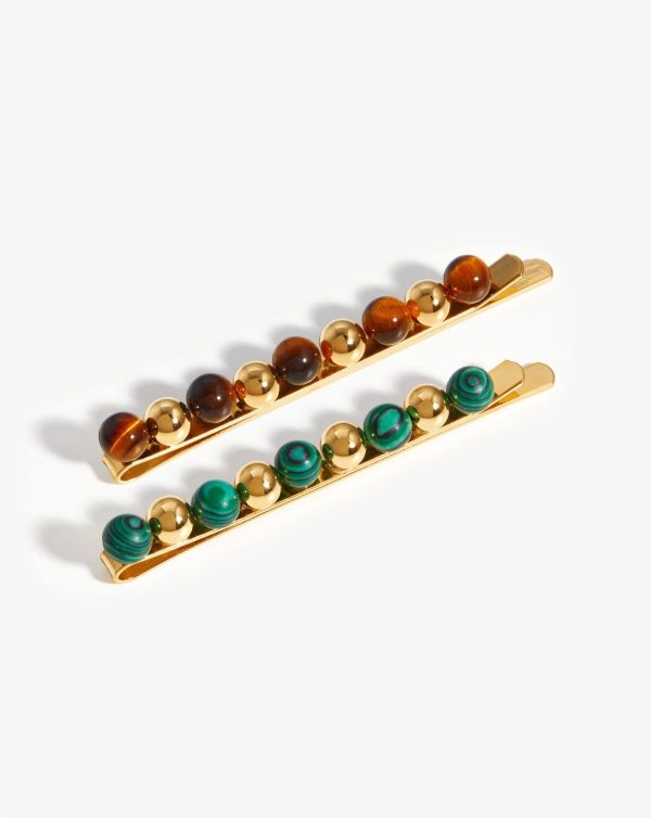 Mini Sphere Beaded Hair Clip Set