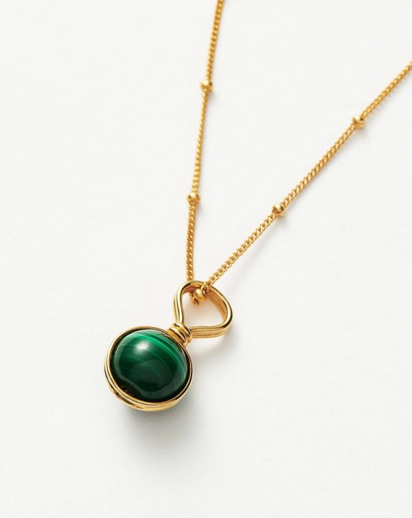 Mini Sphere Pendant Necklace | 18ct Gold Vermeil/Malachite - 图片 4