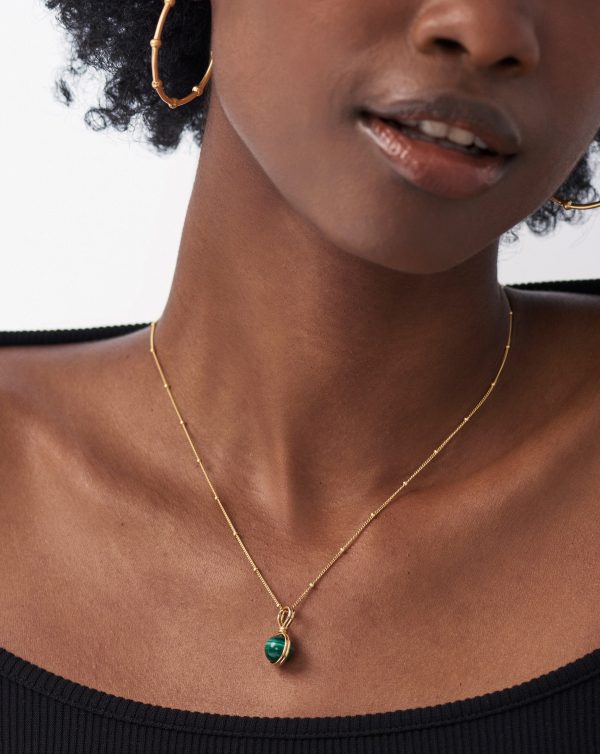 Mini Sphere Pendant Necklace | 18ct Gold Vermeil/Malachite - 图片 2