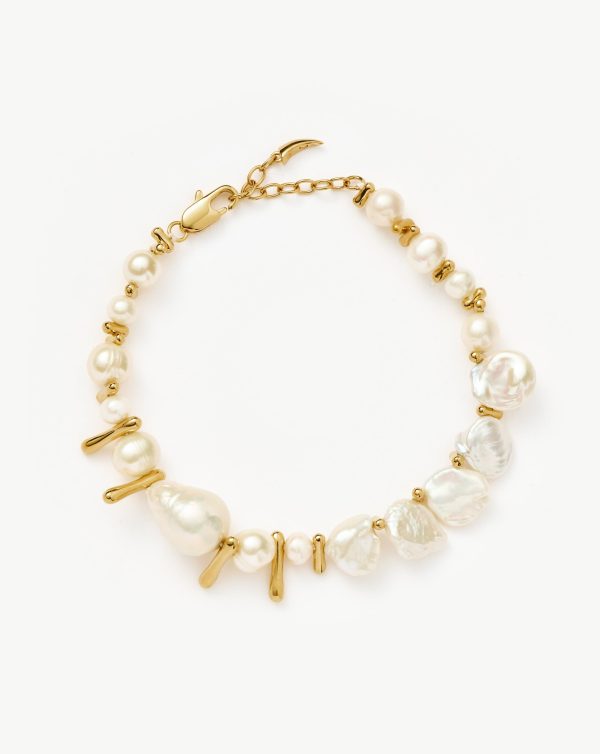 Mixed Pearl Statement Beaded Bracelet | 18ct Gold Plated/Pearl