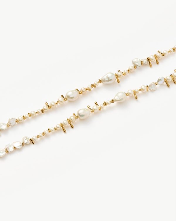 Mixed Pearl Statement Beaded Bracelet | 18ct Gold Plated/Pearl - 图片 4