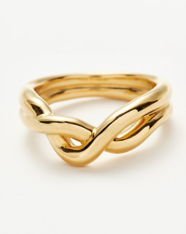 Molten Double Twisted Infinity Stacking Ring | 18ct Gold Vermeil - 图片 4