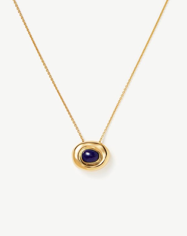 Molten Gemstone Doughnut Pendant Necklace | 18ct Gold Vermeil/Lapis