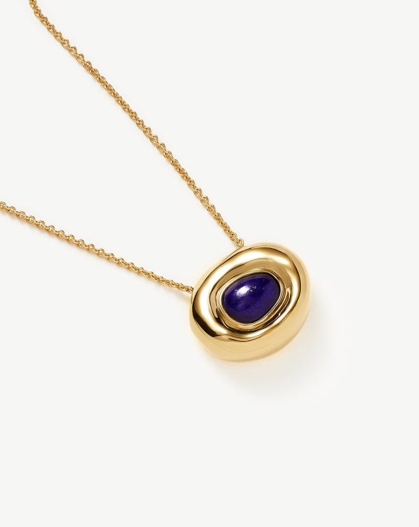 Molten Gemstone Doughnut Pendant Necklace | 18ct Gold Vermeil/Lapis - 图片 4